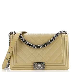 Chanel Boy Flap Bag Chevron Patent New #183487C24B